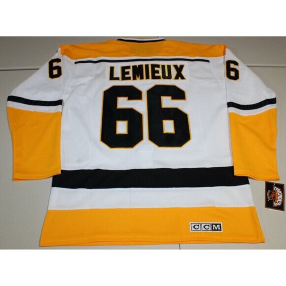 NHL Pittsburgh Penguins Mario Lemieux #66 Sewn Jersey Sz: 50 Large CCM White NWT - Picture 2 of 4